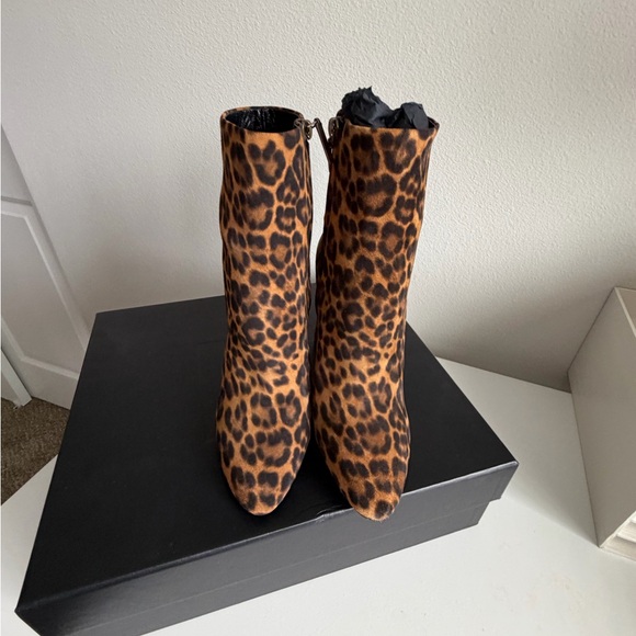 Saint Laurent Brown Leopard Ankle Boots - Picture 5 of 10